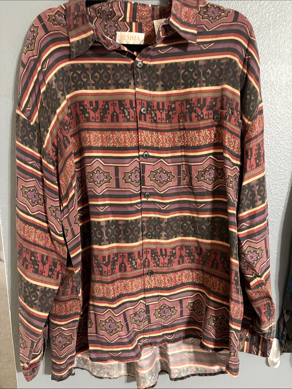 Summa 100% Silk Long Sleeve Shirts, Lot of 2, Size XL - Picture 3 of 7